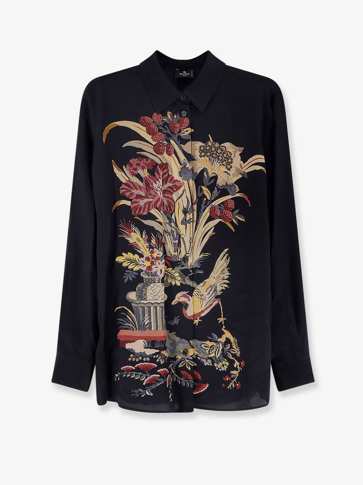 Silk shirt with frontal print