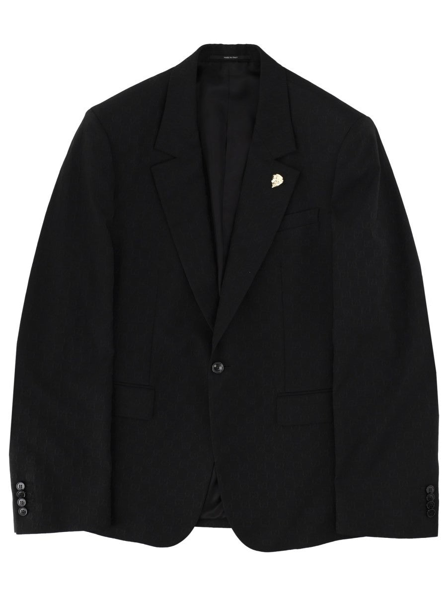 SINGLE-BREASTED JACKET WITH "GG" WEAVE