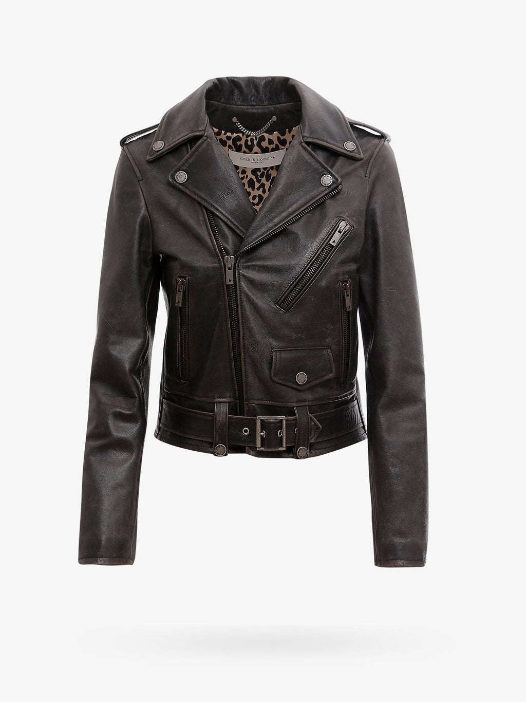Slim fit Destiny lived-in effect leather biker