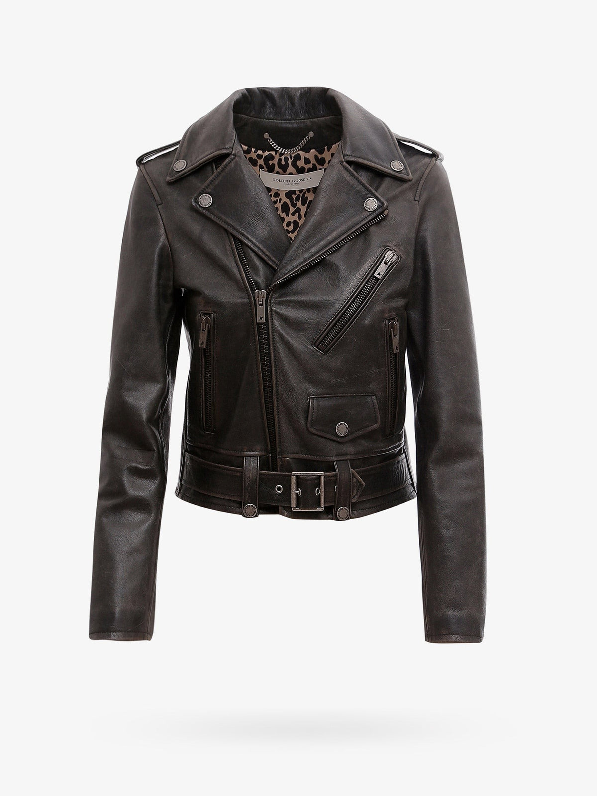 Slim fit Destiny lived-in effect leather biker