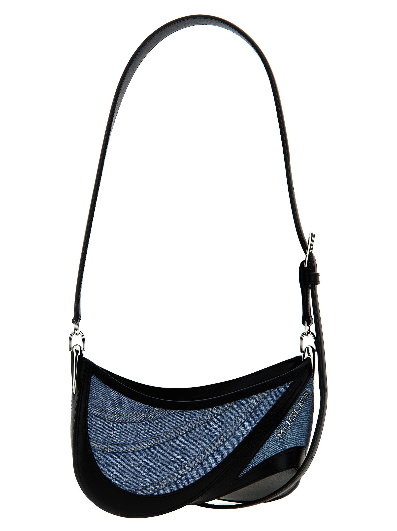 'small denim spiral curve 01' shoulder bag
