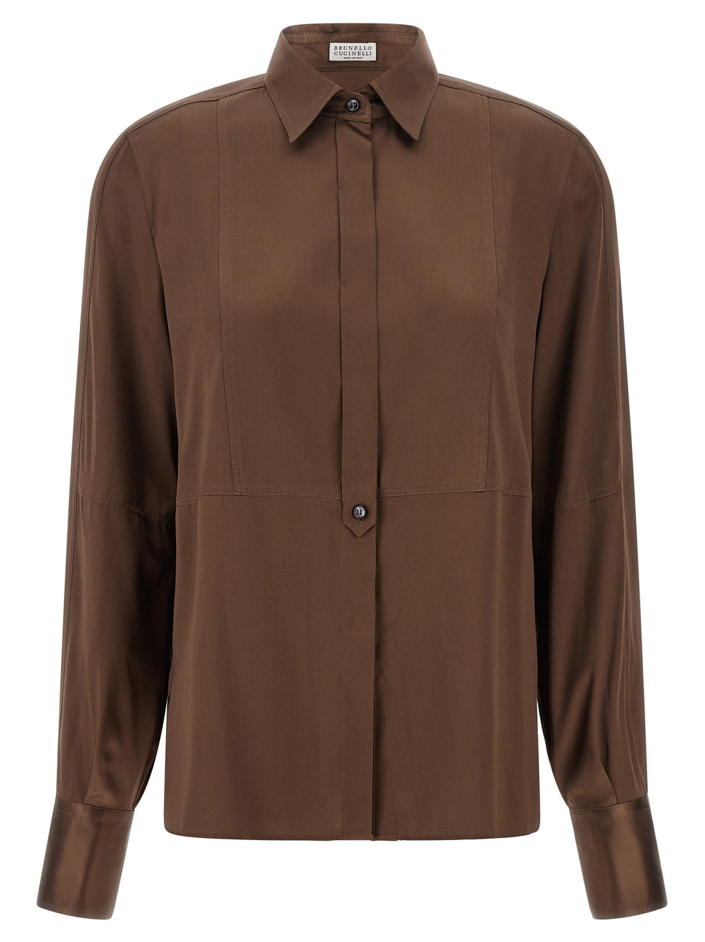 Stretch silk satin shirt