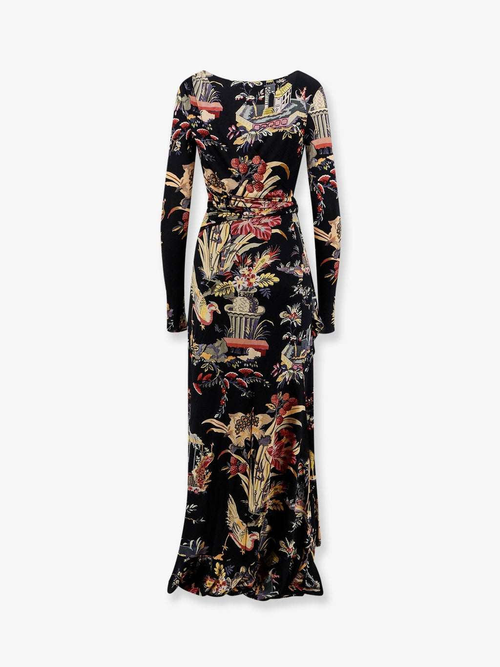 Stretch viscose long dress with multicolor print 2