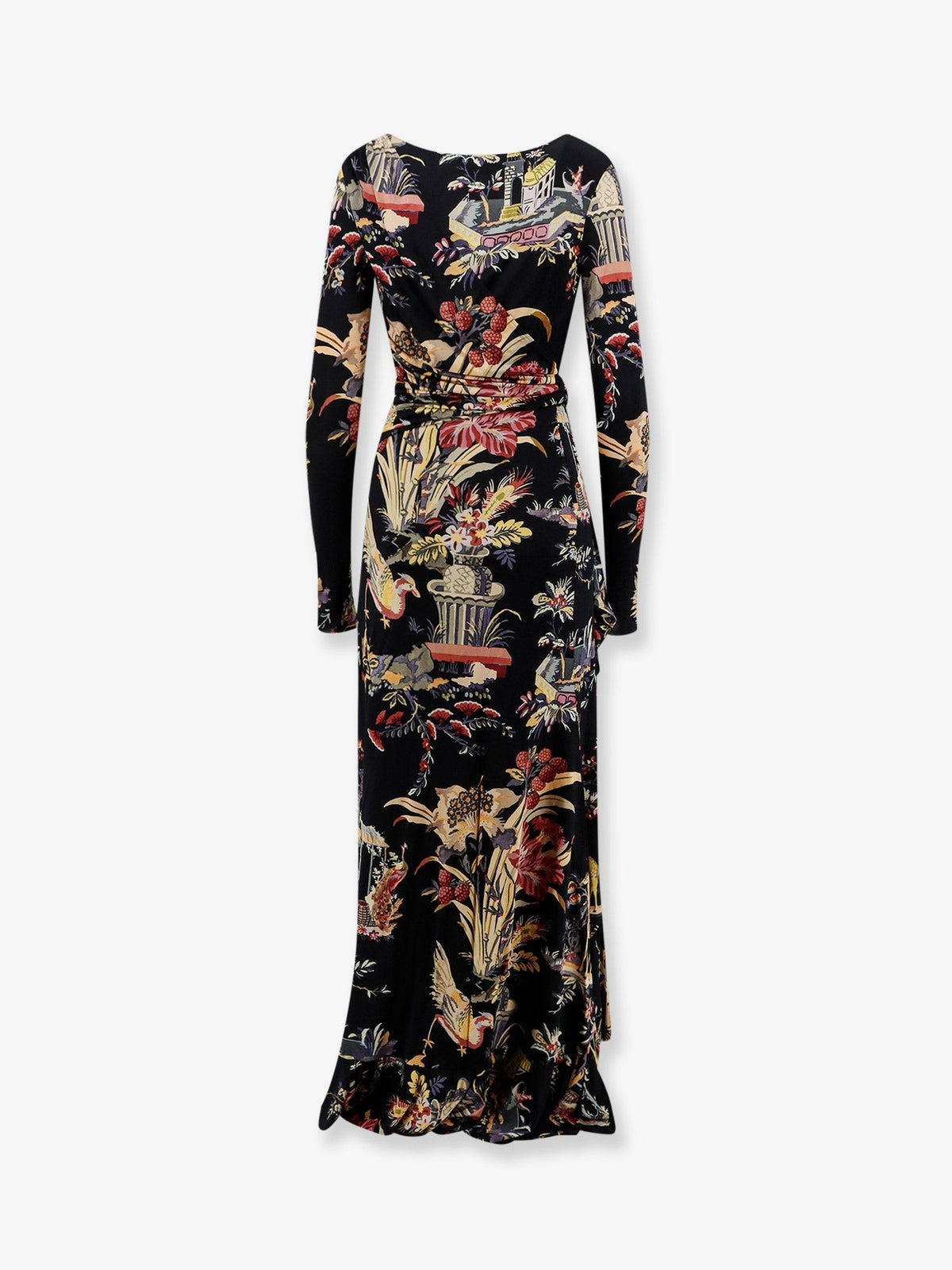 Stretch viscose long dress with multicolor print 2