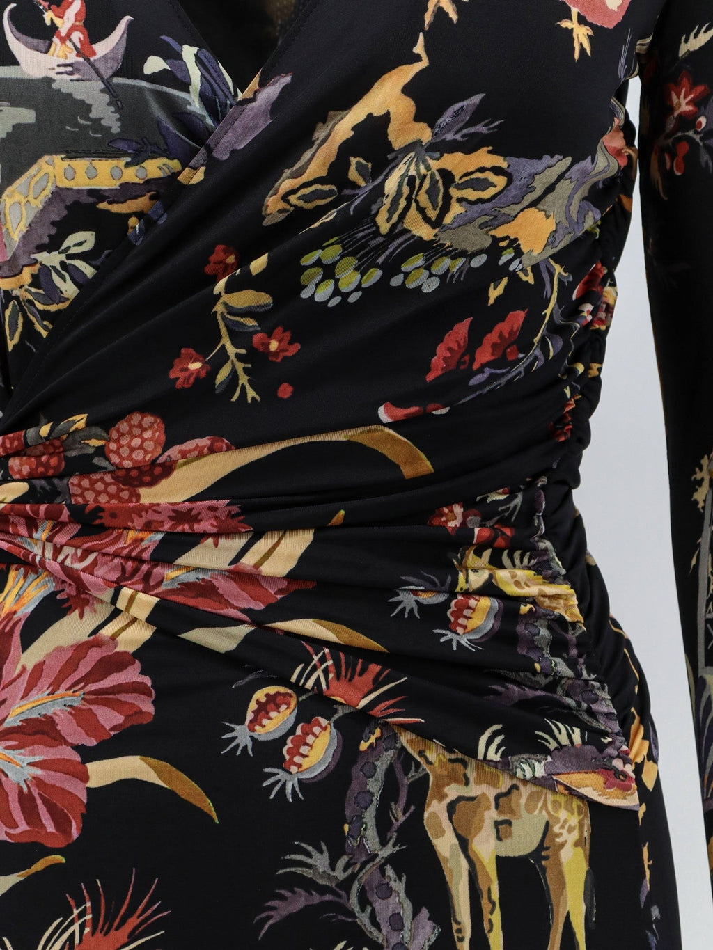Stretch viscose long dress with multicolor print 3
