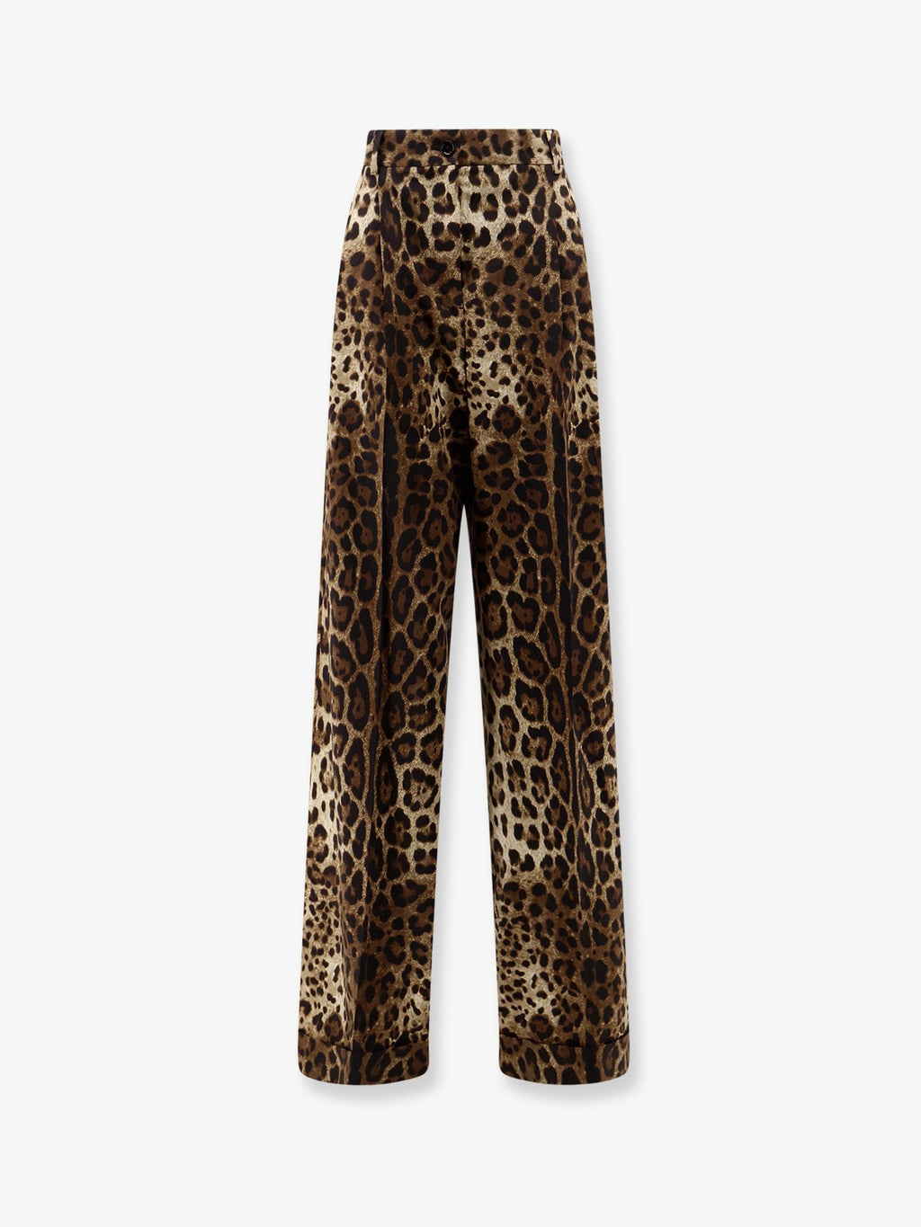 Stretch wool trousers with animal print