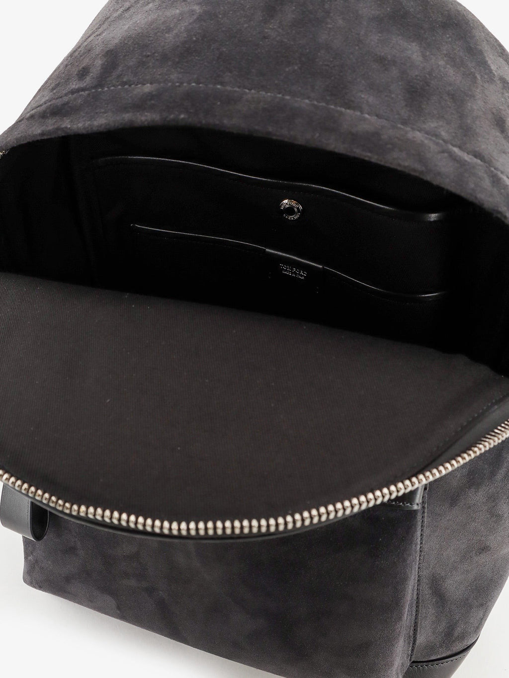 Suede backpack with maxi zip on the front 4