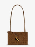 Suede crossbody bag with Intrecciato motif