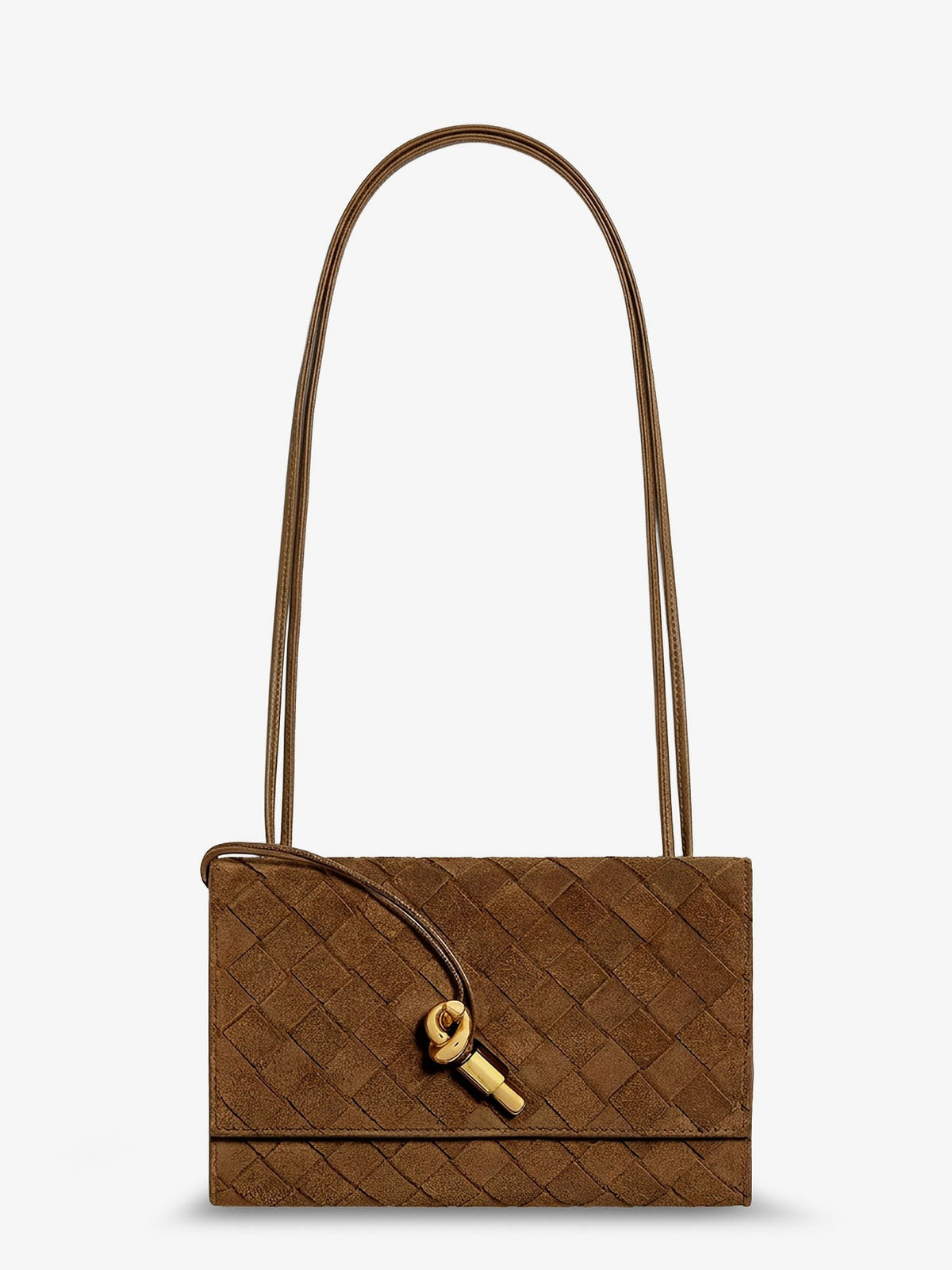 Suede crossbody bag with Intrecciato motif
