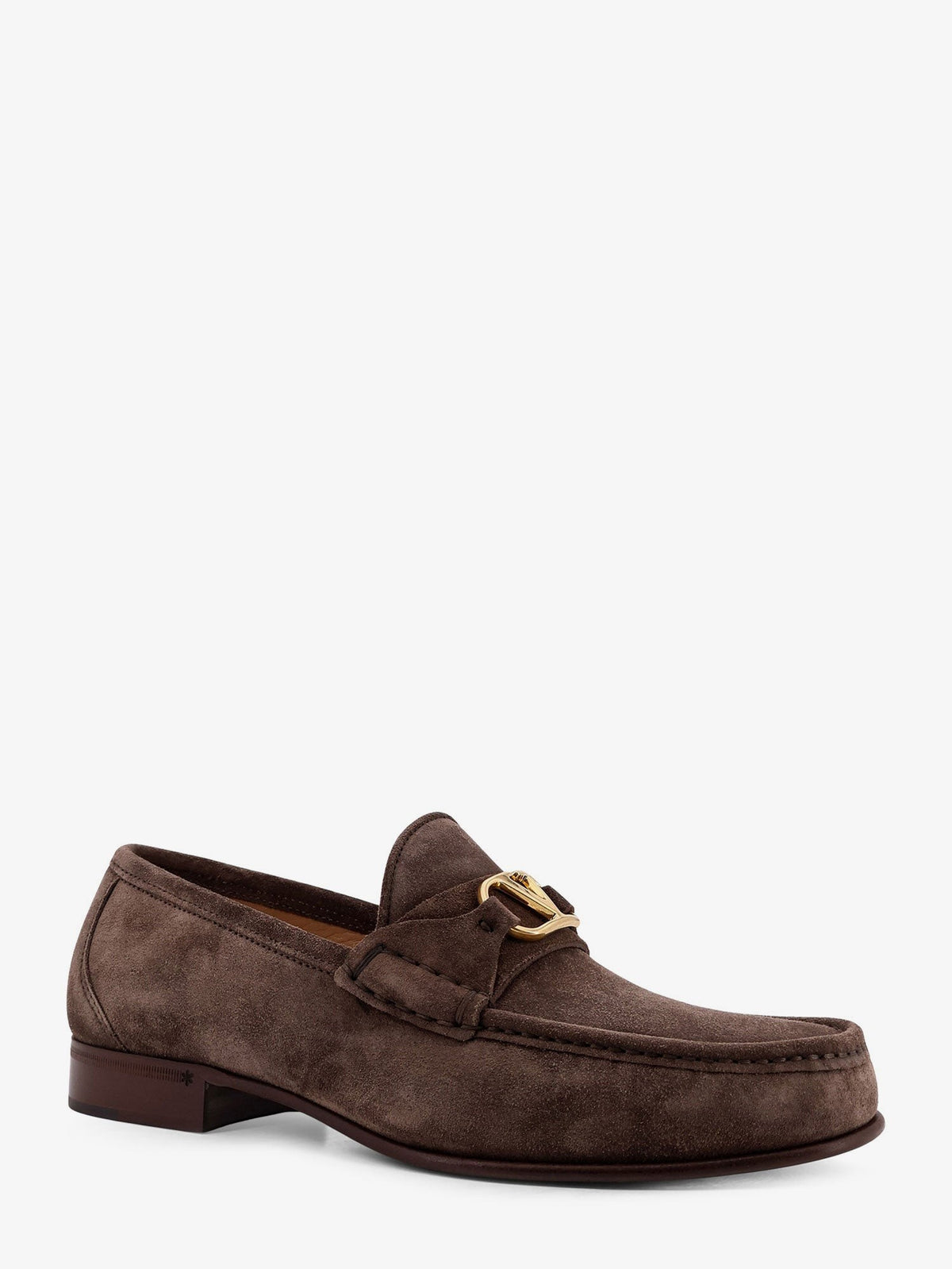 Suede loafers with metal VLogo Signature 2