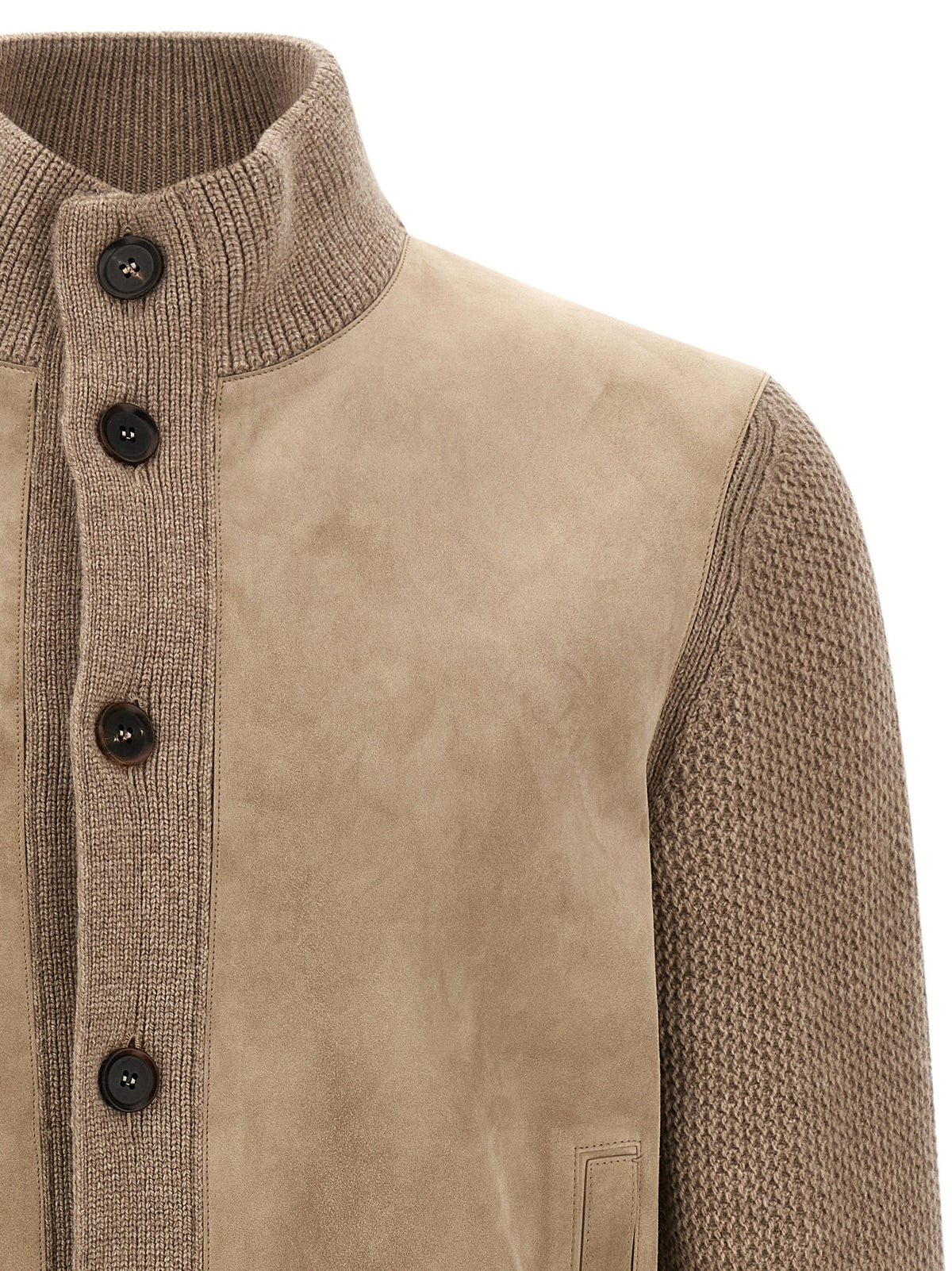 Suede panel cardigan 3