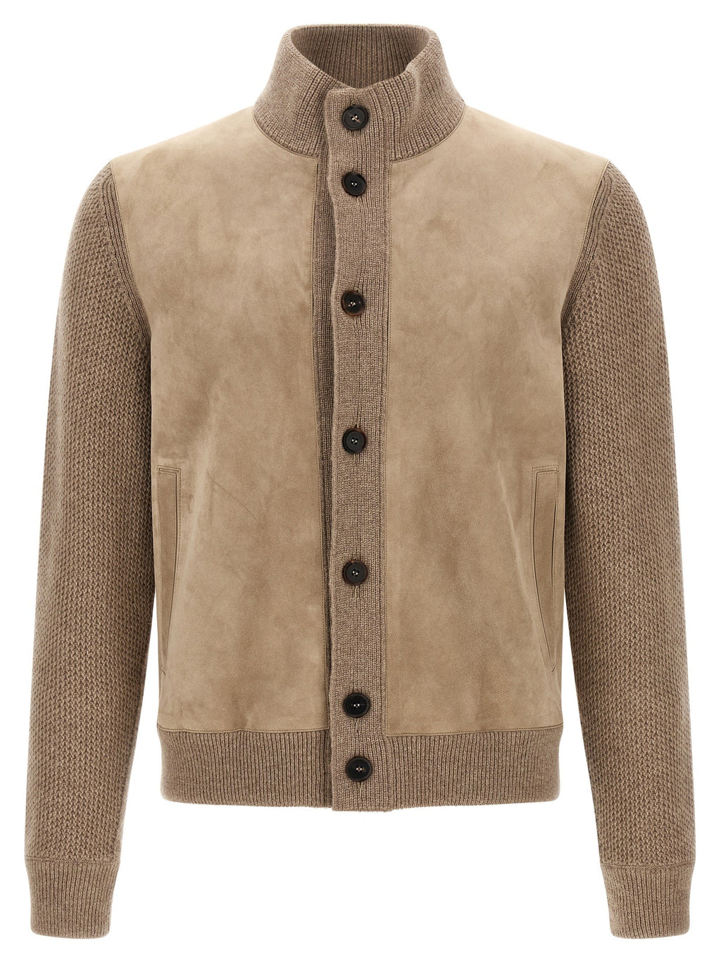 Suede panel cardigan