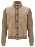 Suede panel cardigan