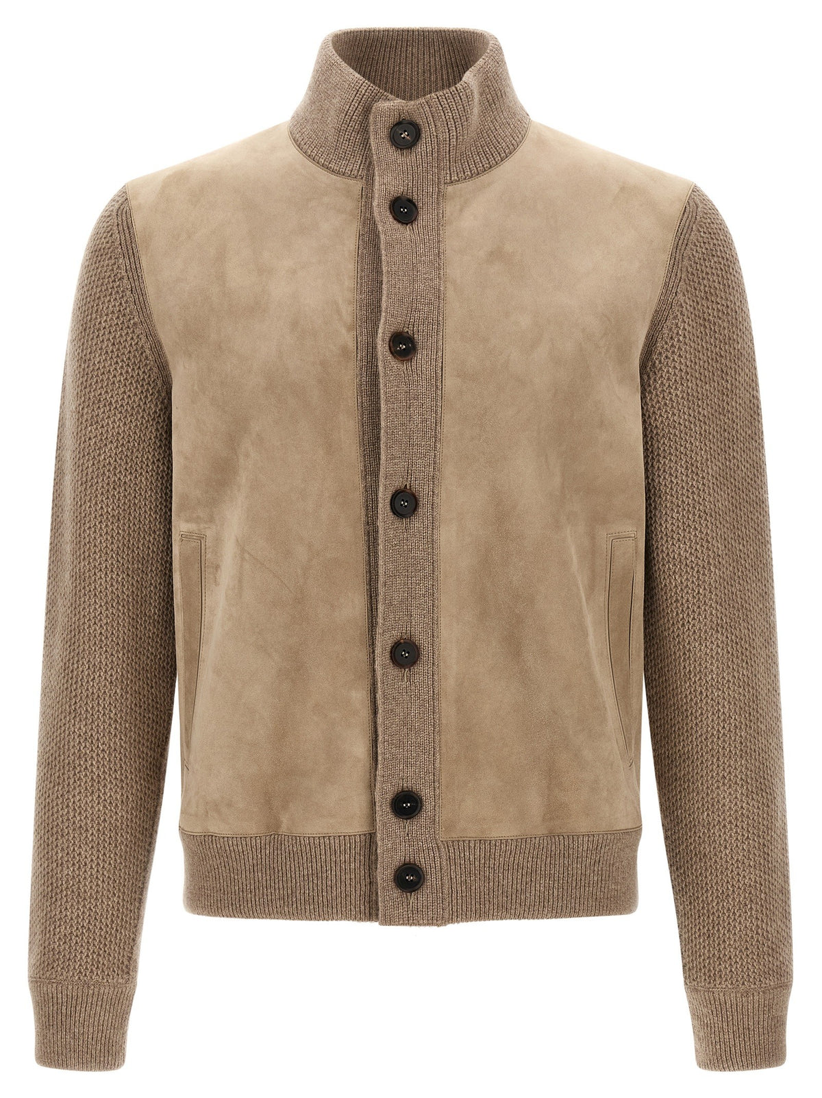 Suede panel cardigan