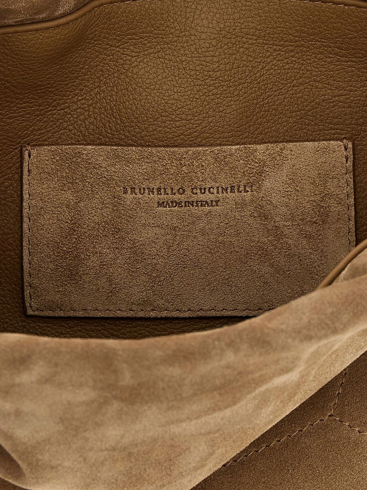 Suede shoulder bag with logo on the front 4