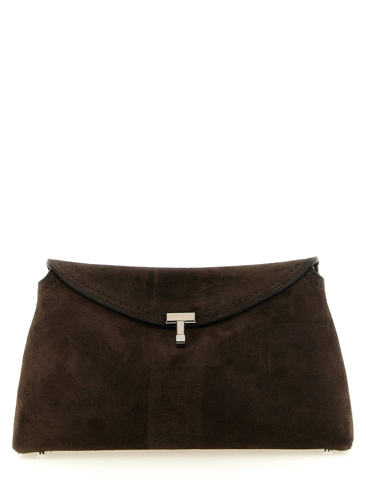 Suede T-Lock clutch