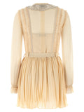 'Tan Pleated Georgette Mini' dress 2