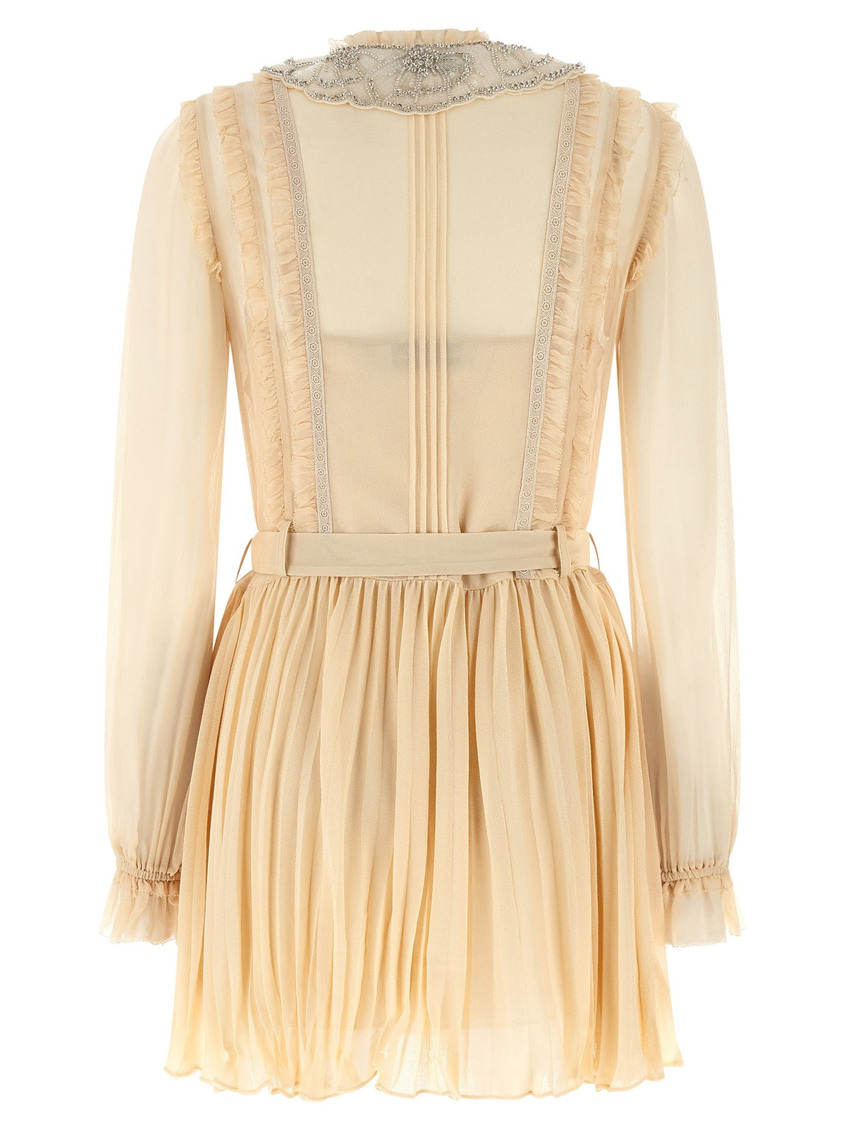'Tan Pleated Georgette Mini' dress 2