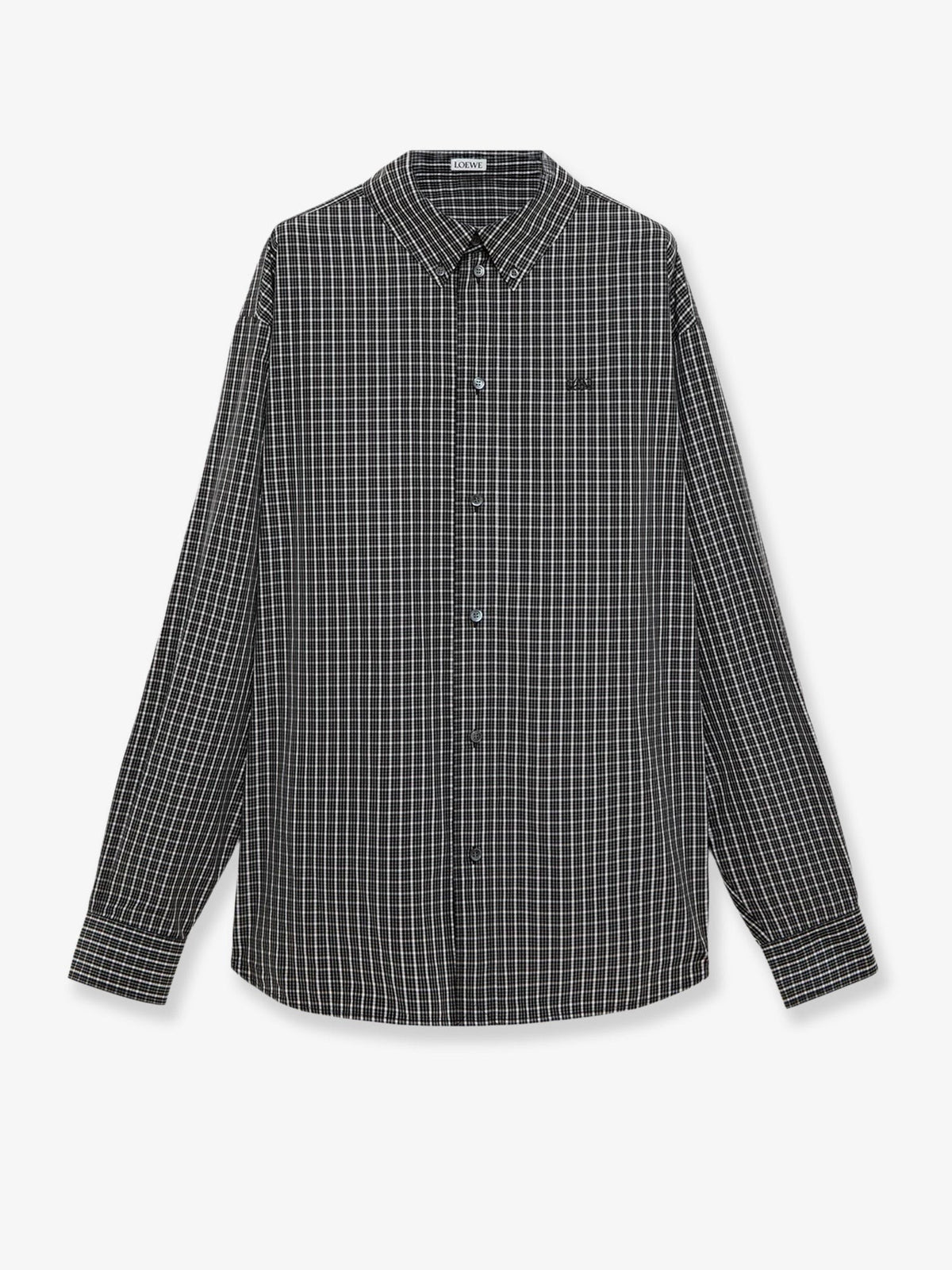 Technical cotton shirt with all-over check pattern