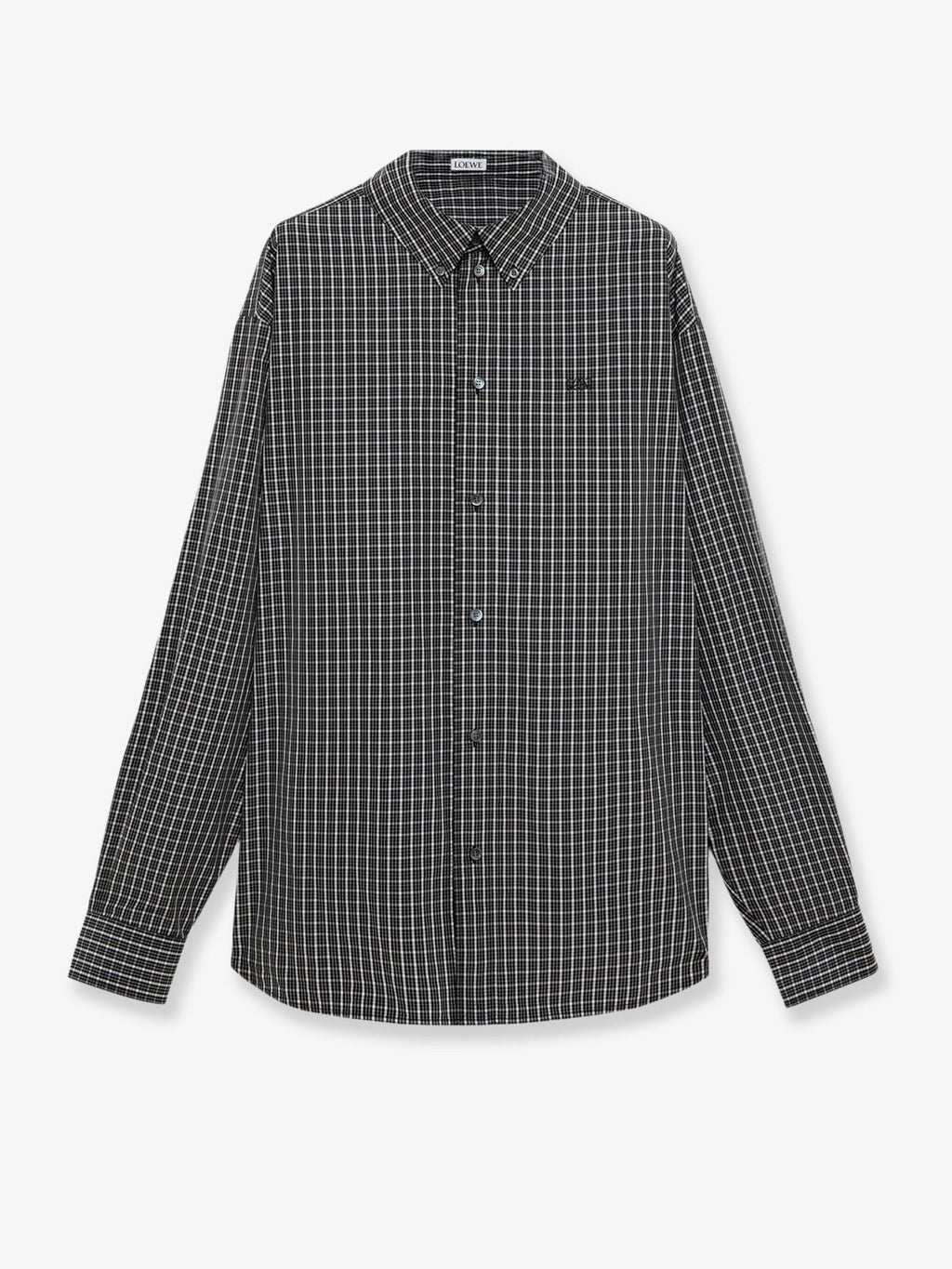 Technical cotton shirt with all-over check pattern