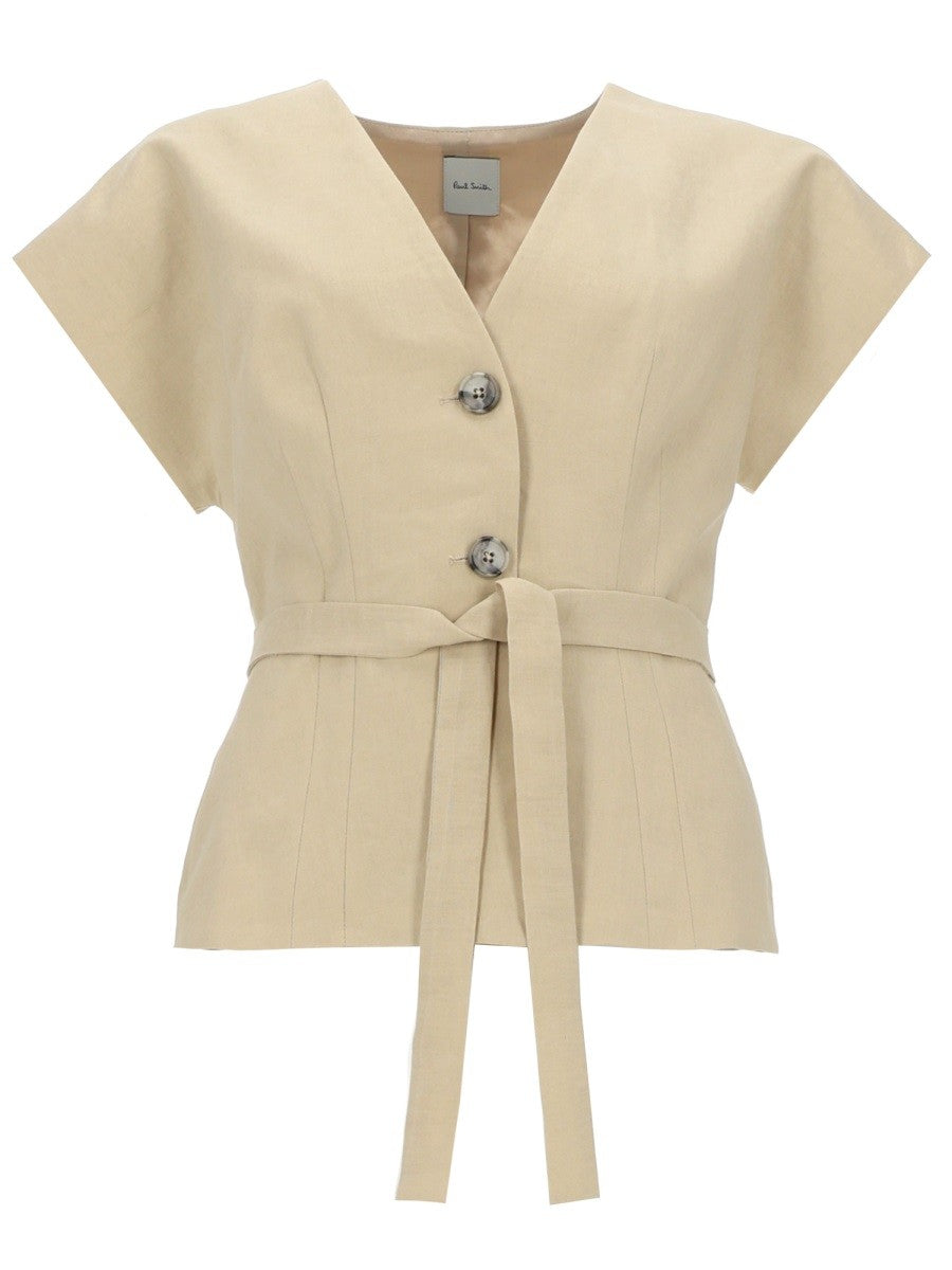 TOP IN LINO CON CINTURA