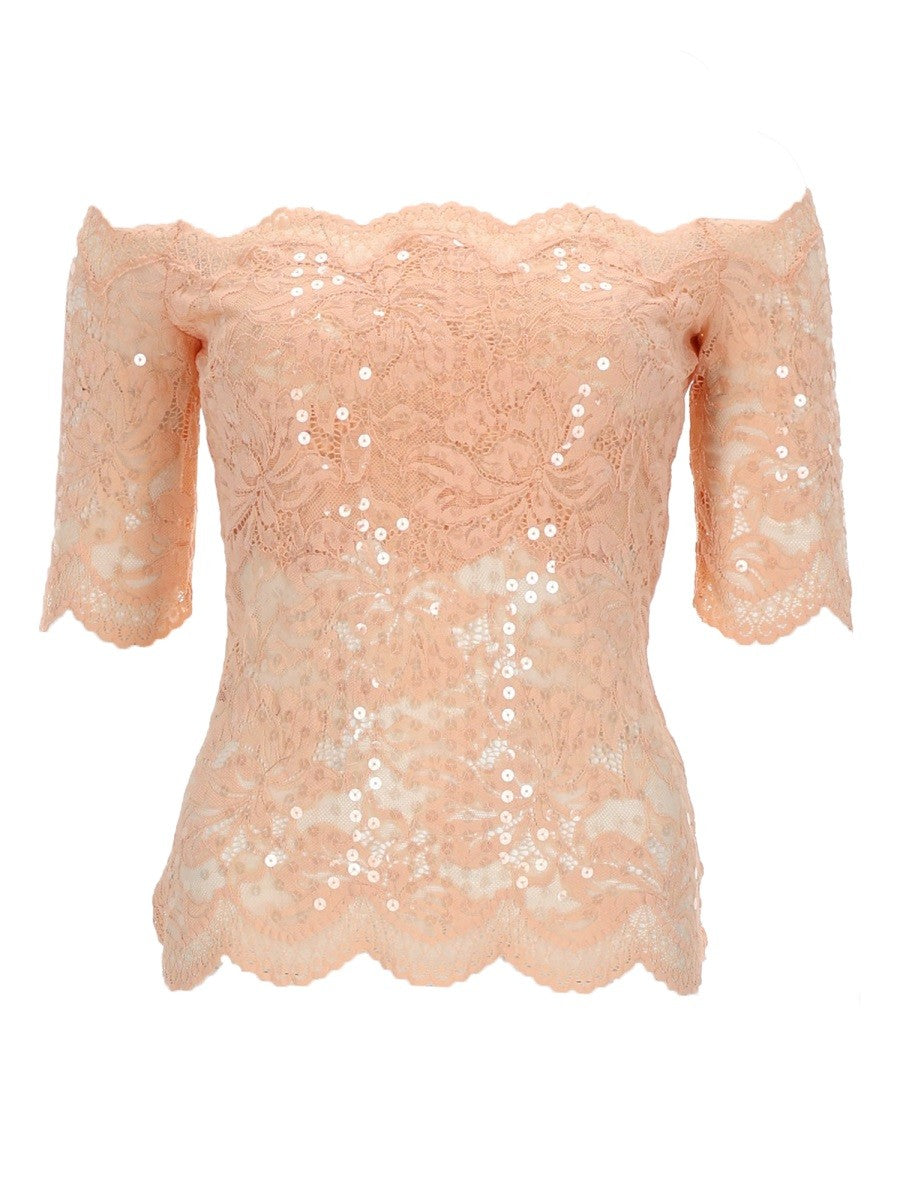 TOP IN PIZZO CON PAILLETTES