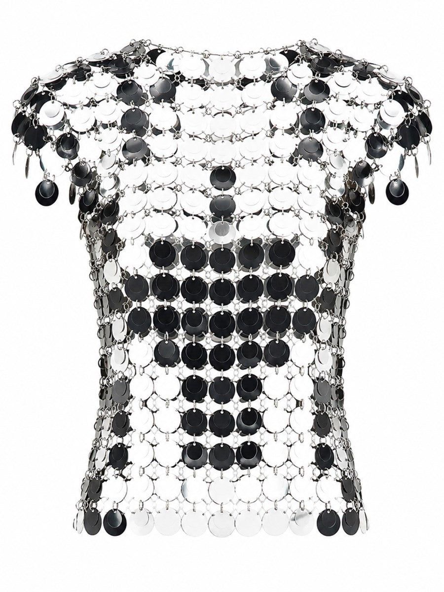 TOP "THE ICONIC SILVER SPARKLE DISCS"