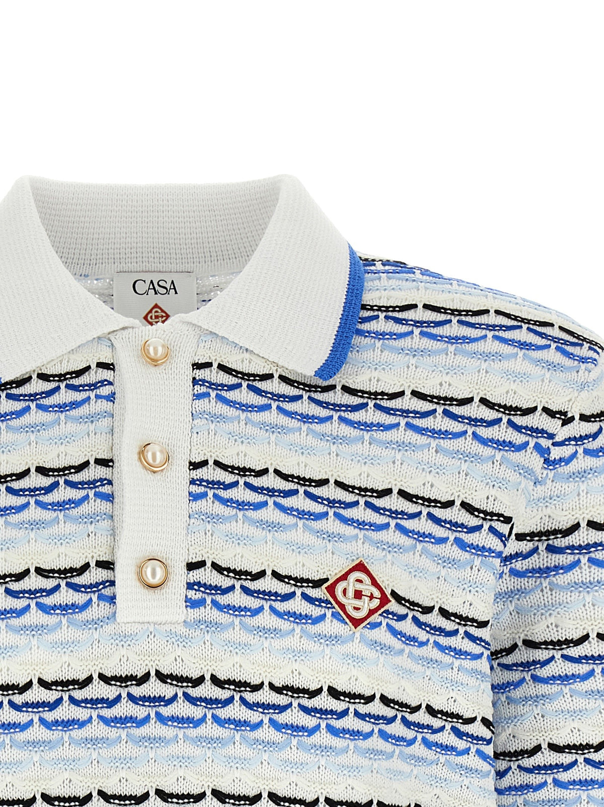 'Tuck Stitch Long Sleeve' polo shirt 3