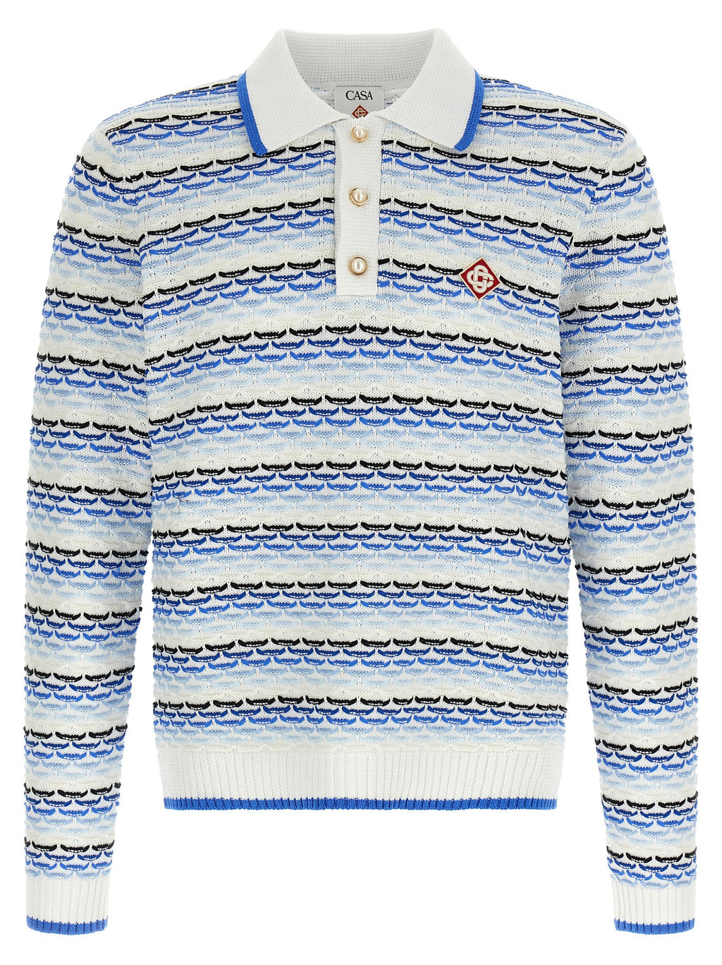 'Tuck Stitch Long Sleeve' polo shirt