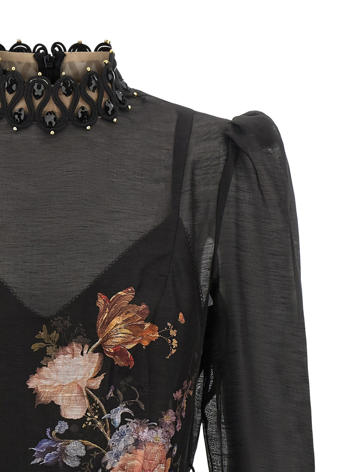 Valiant Embellish Mini Linen and Silk Dress 3