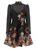 Valiant Embellish Mini Linen and Silk Dress