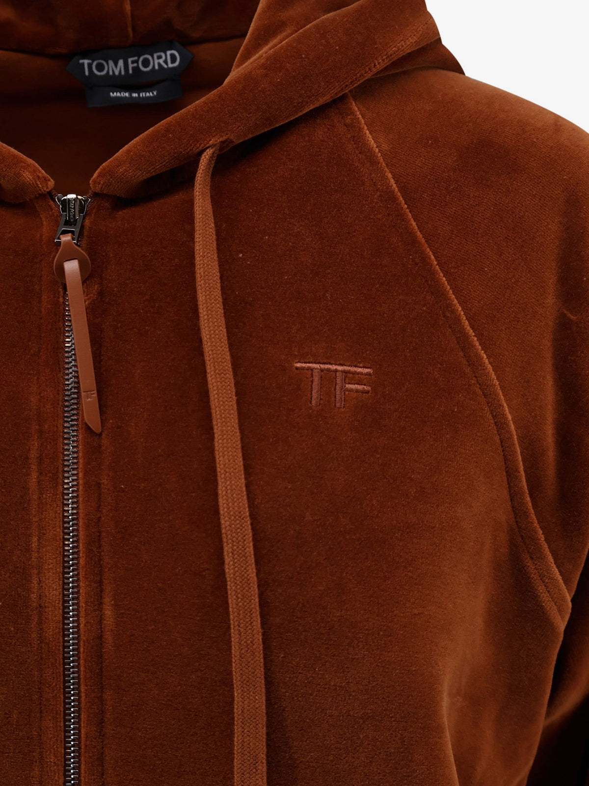 Velvet zip-up hoodie with tone-on-tone logo 3