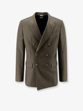 Virgin wool and cashmere flannel double-breasted blazer