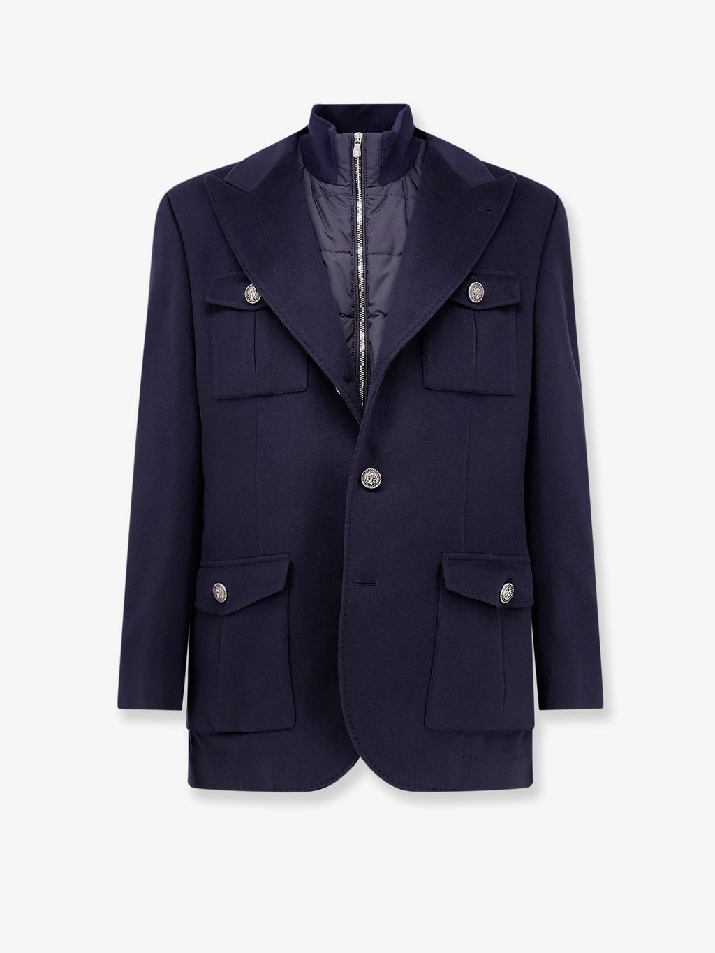 Virgin wool jacket with internal padded vest