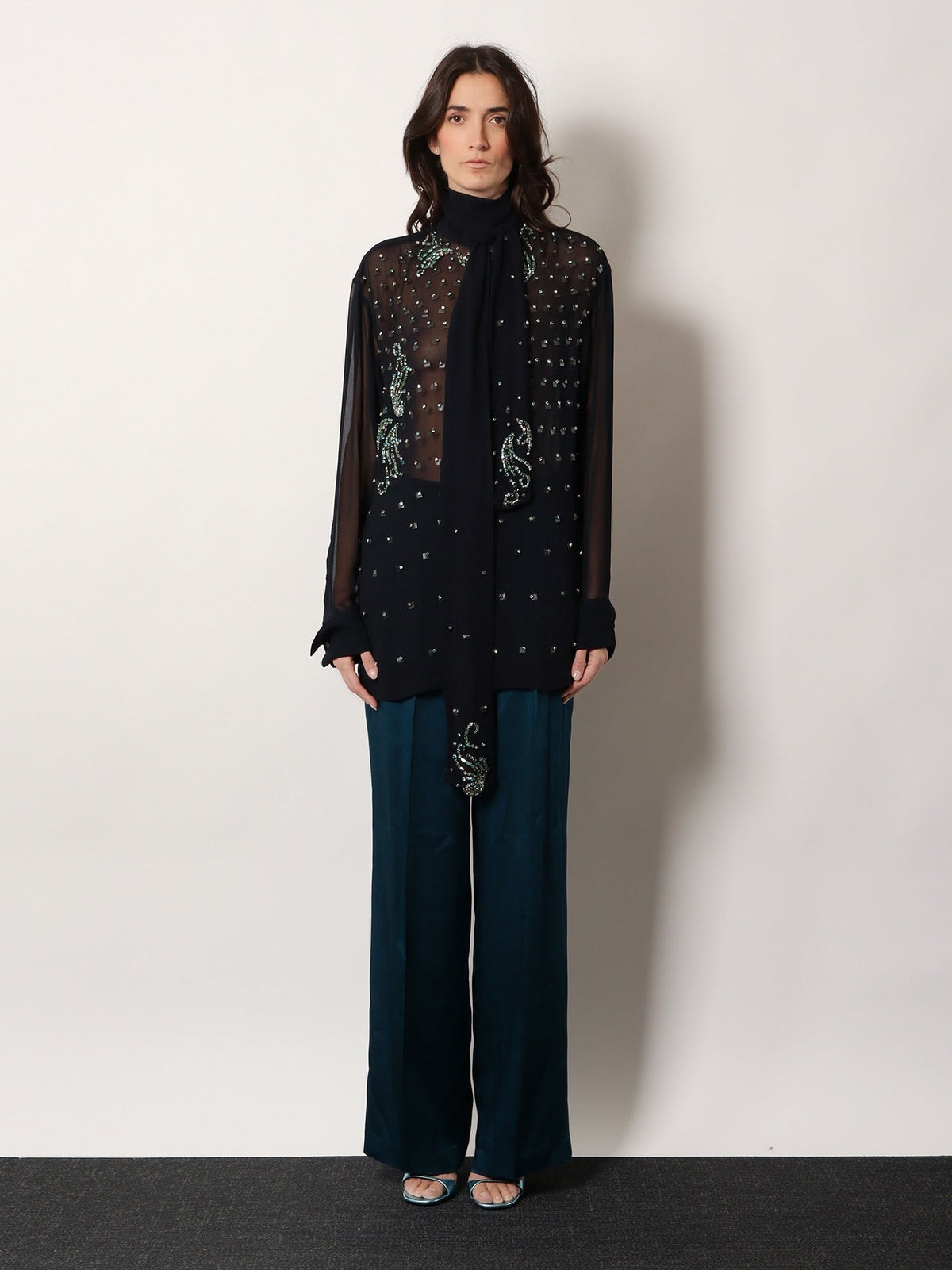 Viscose shirt with rhinestones 2