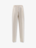 Double-pleat fluid viscose trousers
