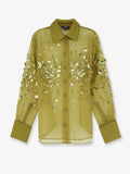 Voile shirt with sequins and rhinestones