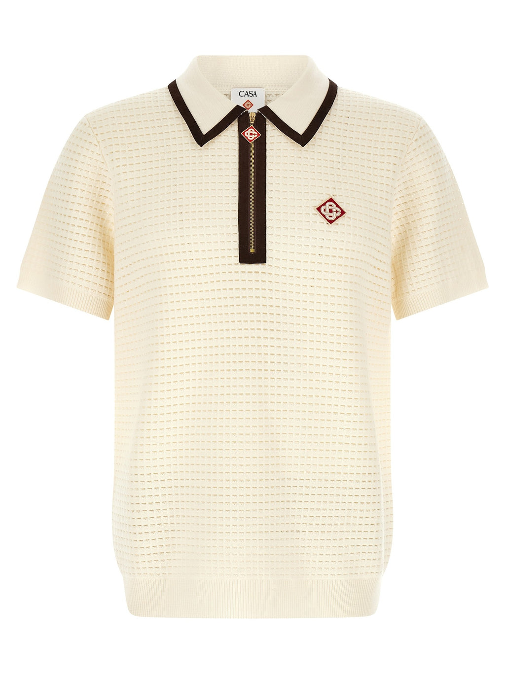 'Waffle stitch' knit polo shirt
