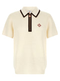 'Waffle stitch' knit polo shirt