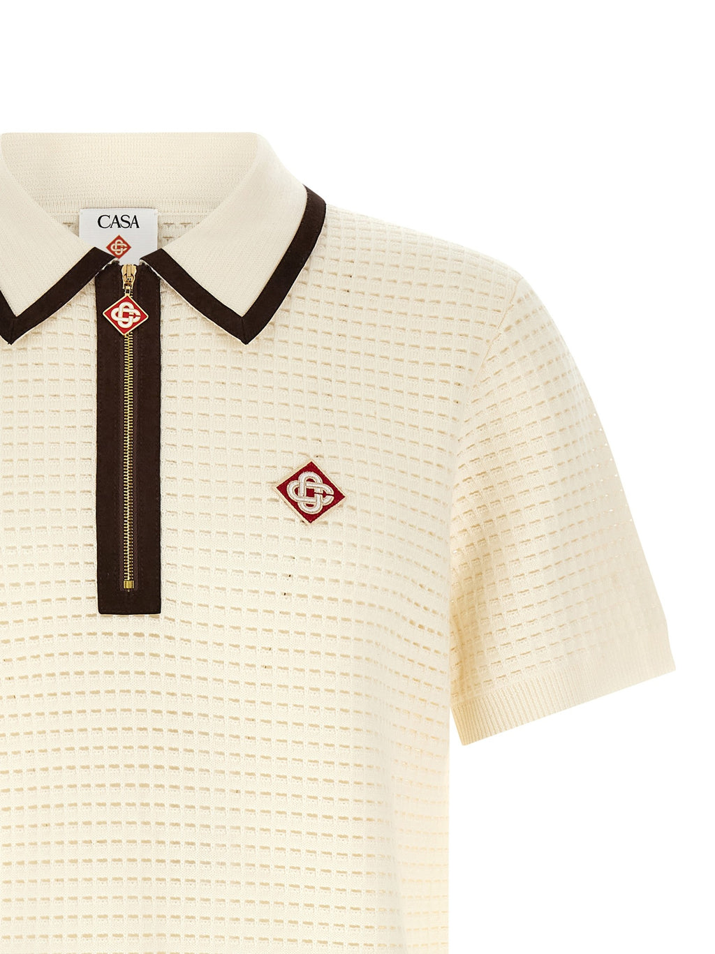 'Waffle stitch' knit polo shirt 3