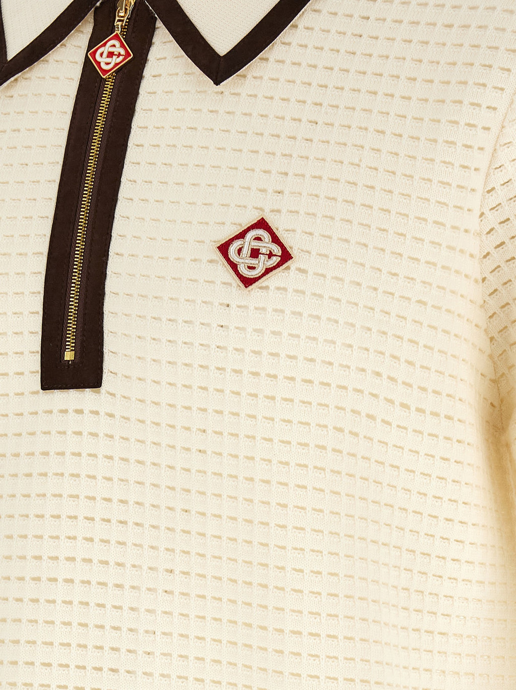 'Waffle stitch' knit polo shirt 4