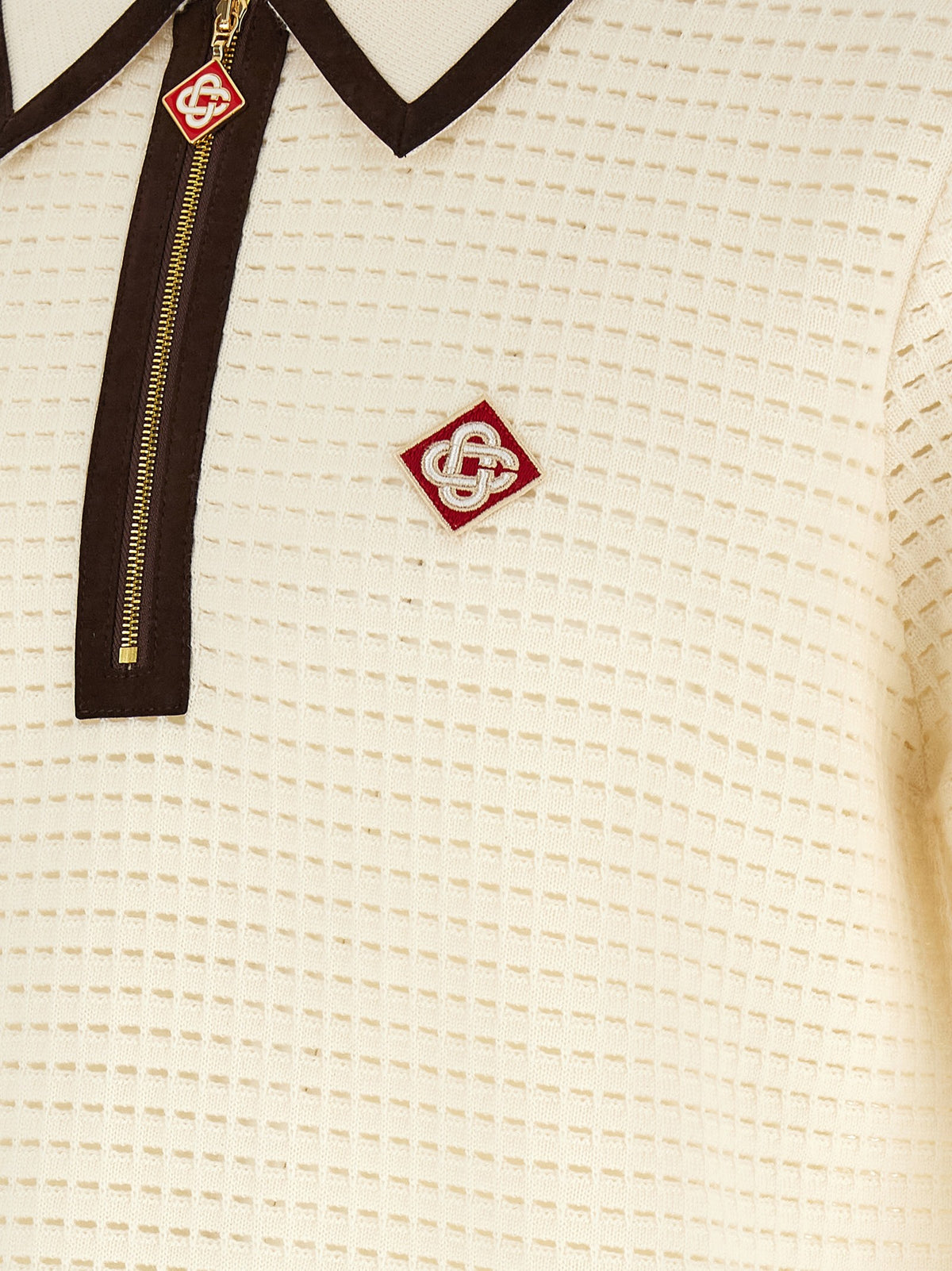 'Waffle stitch' knit polo shirt 4