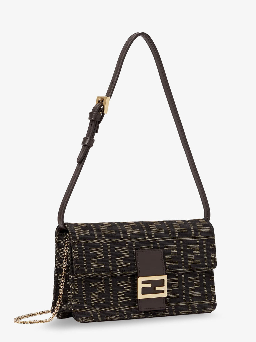 Wallet on Chain Tube FF Zucca fabric crossbody bag 3