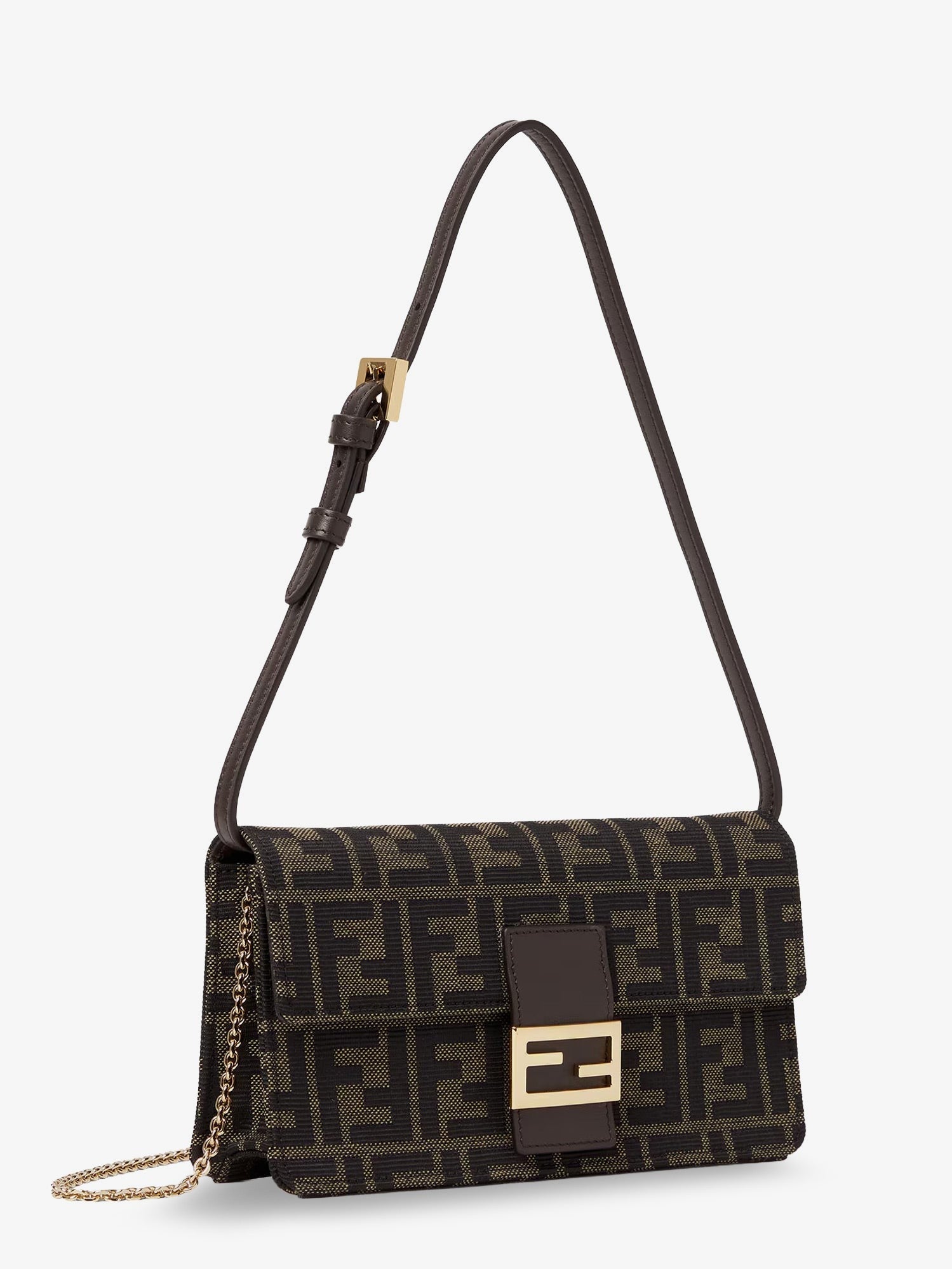 Wallet on Chain Tube FF Zucca fabric crossbody bag 3