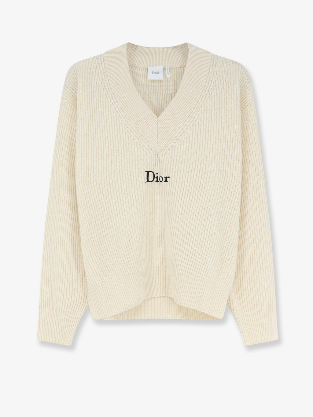 White wool and cashmere ribbed sweater