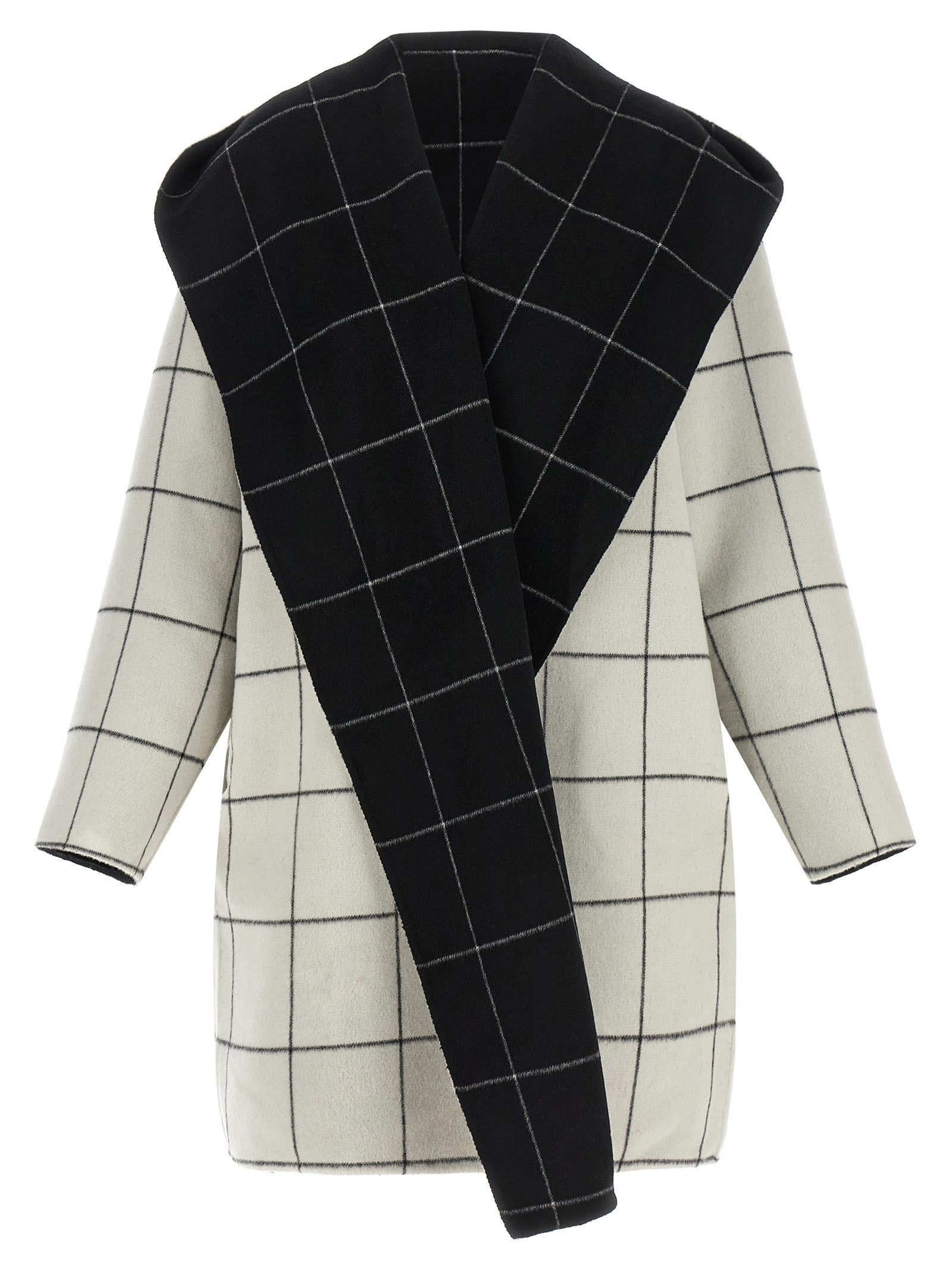' Windowpane Hoodie' revrsibile coat