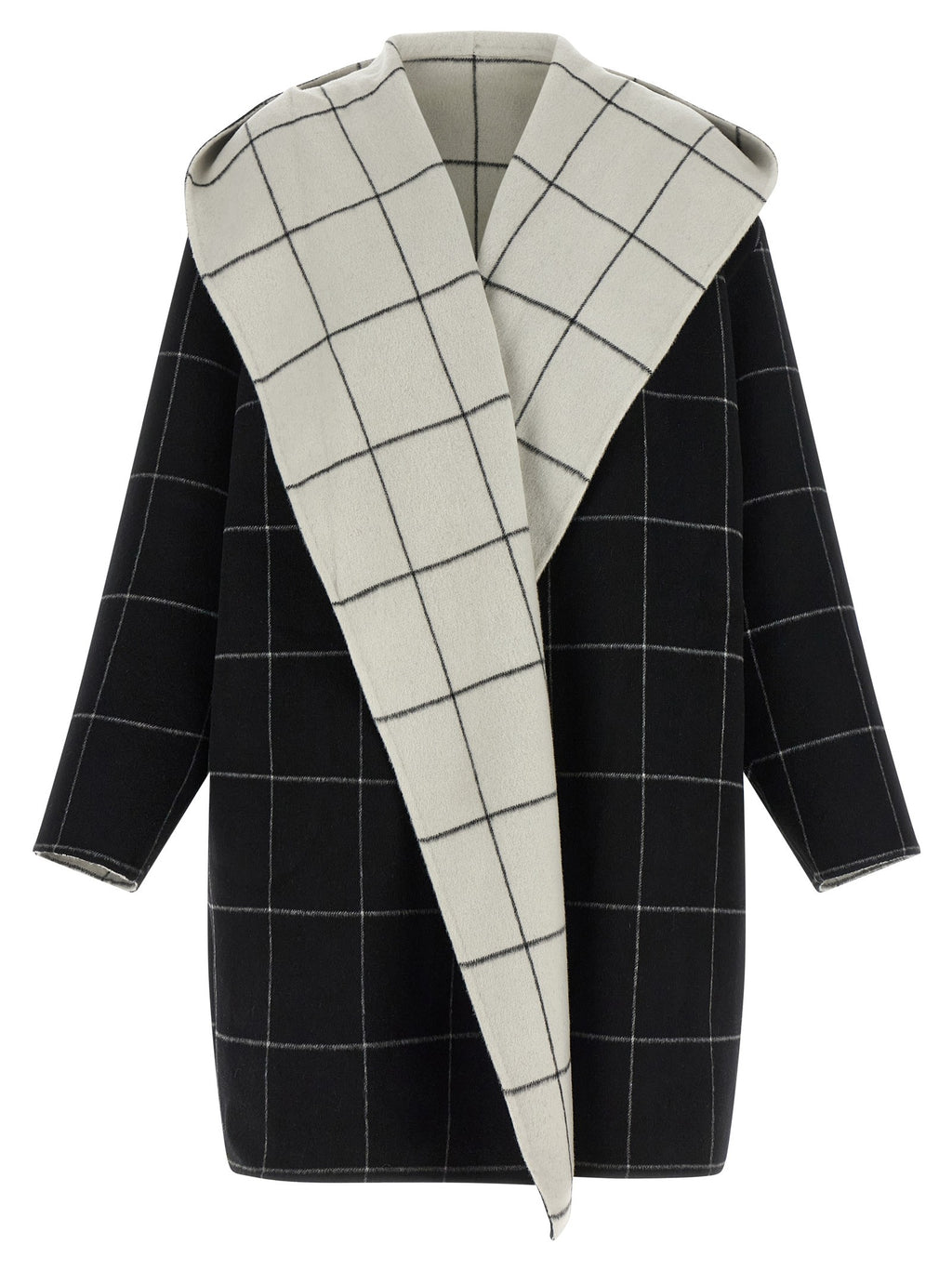 ' Windowpane Hoodie' revrsibile coat 2
