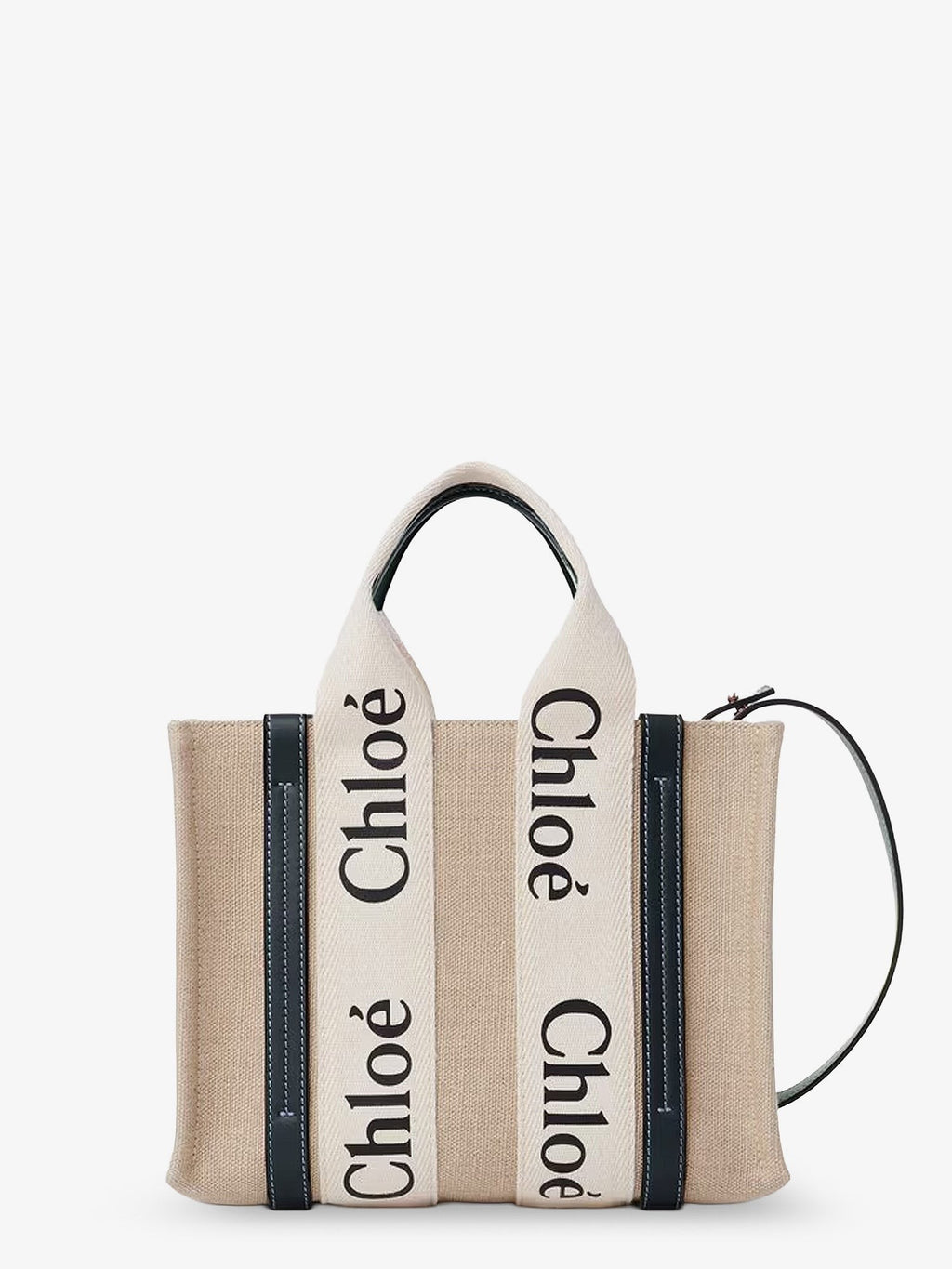 Woody linen canvas and leather crossbody bag