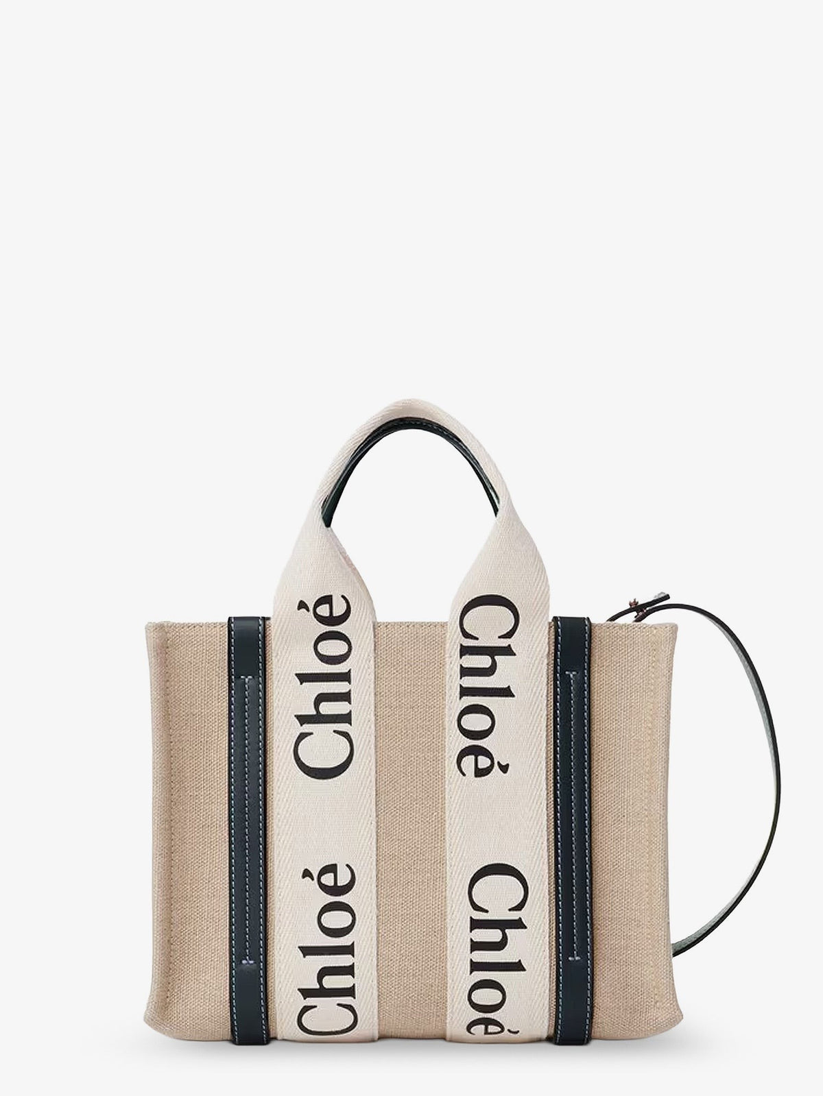 Woody linen canvas and leather crossbody bag