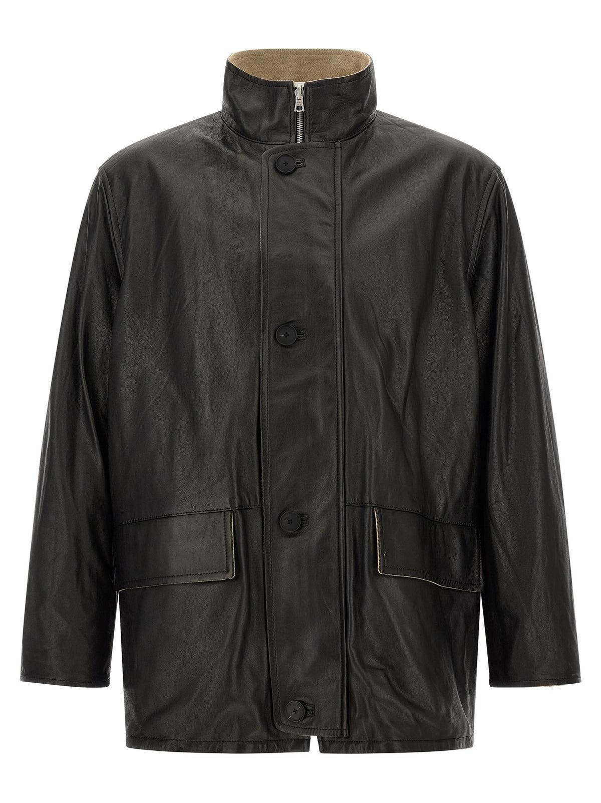 Wool and leather reversible jacket 3